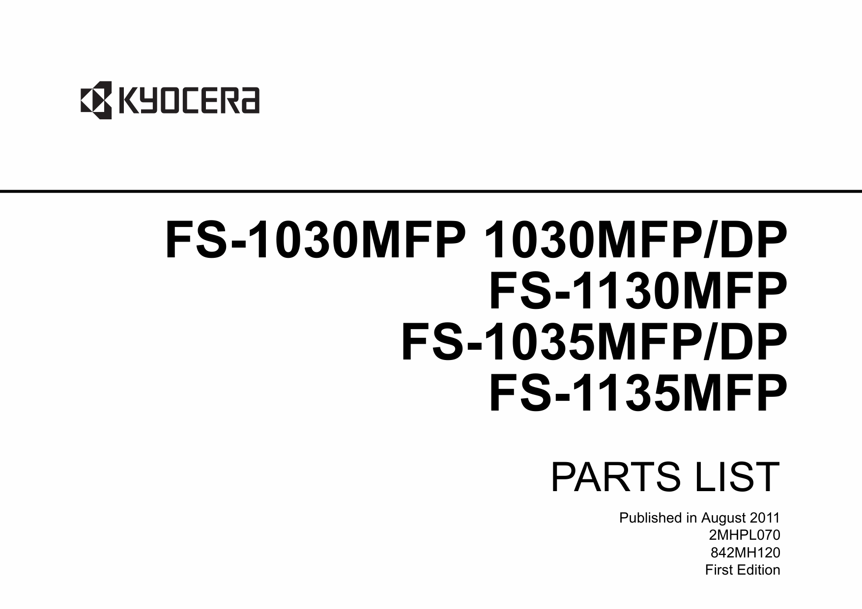 KYOCERA MFP FS-1030MFP 1035MFP 1130MFP 1135MFP Parts Manual-1